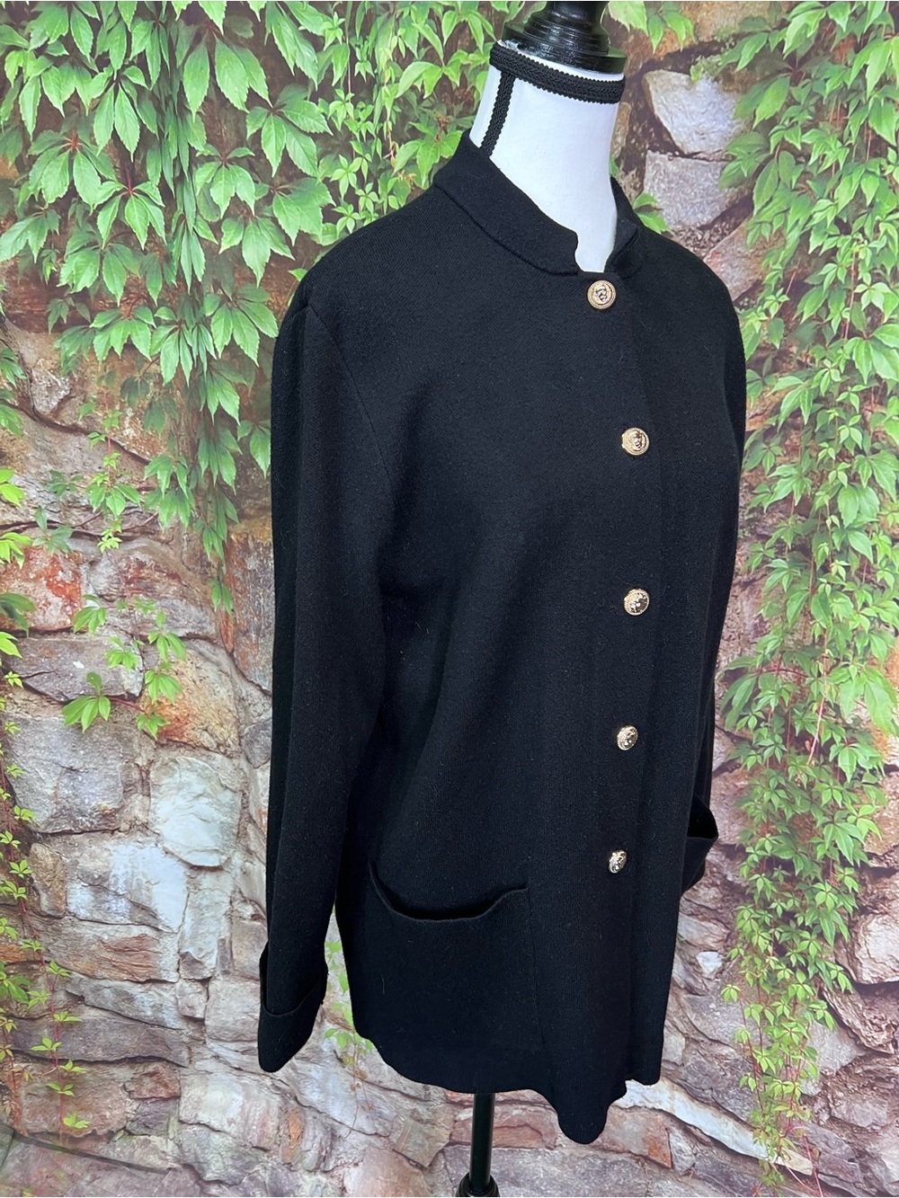H BY HALSTON Black Jacket Cut Cardigan Quiet Luxury Minimalist, XL - Picture 10 of 12